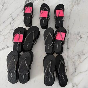 NEW Old Navy Black Glitter Sandals Flip Flops